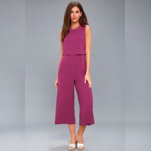 Lulu's Magenta Backless Midi Jumpsuit